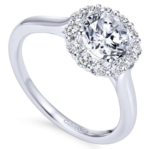 Gabriel Bridal Collection White Gold Bold Diamond Halo Rounded Shank Engagement Ring (0.42 ctw)