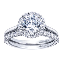 Load image into Gallery viewer, Gabriel Bridal Collection White Gold Bold Diamond Halo Rounded Shank Engagement Ring (0.42 ctw)