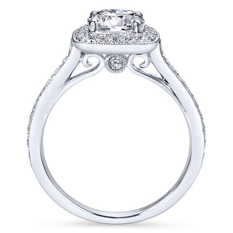 Gabriel Bridal Collection White Gold Diamond Halo Channel Engagement Ring (0.48 ctw)