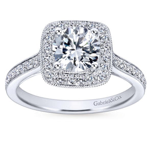 Gabriel Bridal Collection White Gold Diamond Halo Channel Engagement Ring (0.48 ctw)