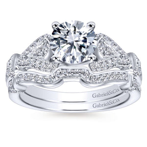 Gabriel Bridal Collection White Gold Diamond Straight Diamond Accent Filigree Engagement Ring (0.28 ctw)