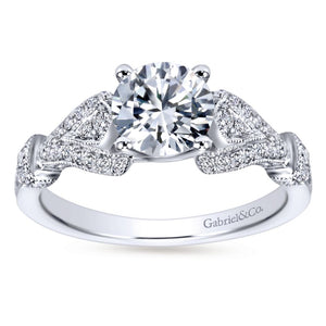 Gabriel Bridal Collection White Gold Diamond Straight Diamond Accent Filigree Engagement Ring (0.28 ctw)