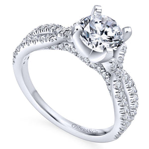 Gabriel Bridal Collection White Gold Diamond Diamond Accent Criss Cross Engagement Ring (0.54 ctw)