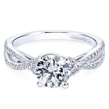 Load image into Gallery viewer, Gabriel Bridal Collection White Gold Diamond Diamond Accent Criss Cross Engagement Ring (0.22 ctw)