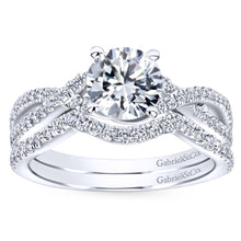 Load image into Gallery viewer, Gabriel Bridal Collection White Gold Diamond Diamond Accent Criss Cross Engagement Ring (0.22 ctw)
