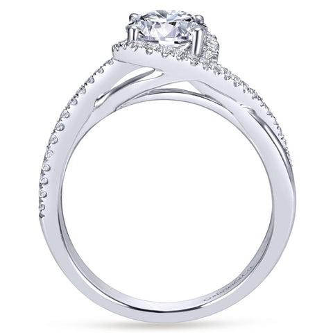 Gabriel Bridal Collection White Gold Diamond Diamond Accent Criss Cross Engagement Ring with Halo (0.24 ctw)