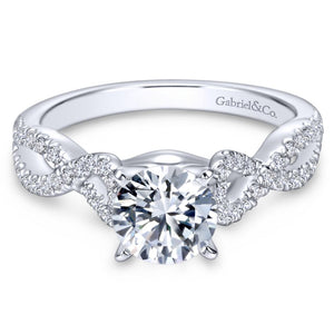 Gabriel Bridal Collection White Gold Diamond Diamond Accent Criss Cross Engagement Ring with Cathedral Setting (0.37 ctw)