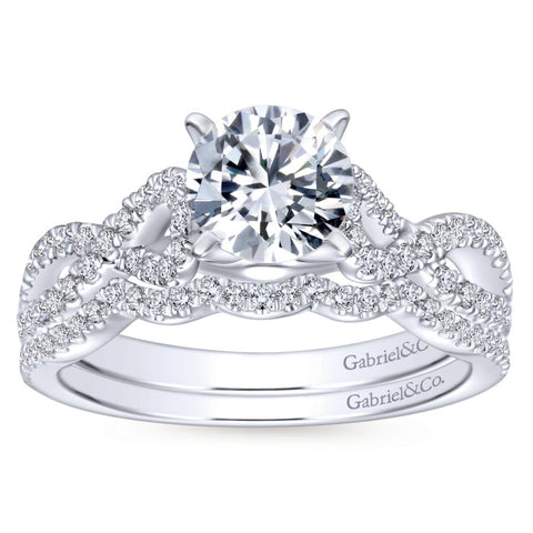 Gabriel Bridal Collection White Gold Diamond Diamond Accent Criss Cross Engagement Ring with Cathedral Setting (0.37 ctw)