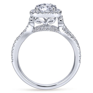 Gabriel Bridal Collection White Gold Diamond Diamond Accent Halo Split Shank Engagement Ring (0.5 ctw)