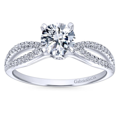 Gabriel Bridal Collection White Gold Split Shank Engagement Ring (0.19 ctw)