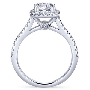 Gabriel Bridal Collection White Gold Diamond Halo Engagement Ring and French Diamond Accent Shank (0.39 ctw)