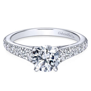 Gabriel Bridal Collection White Gold Graduating Diamond Accent Diamond Engagement Ring on Straight Band (0.53 ctw)