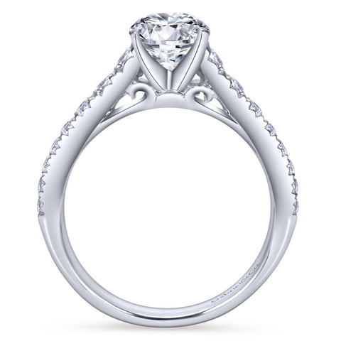 Gabriel Bridal Collection White Gold Graduating Diamond Accent Diamond Engagement Ring on Straight Band (0.53 ctw)