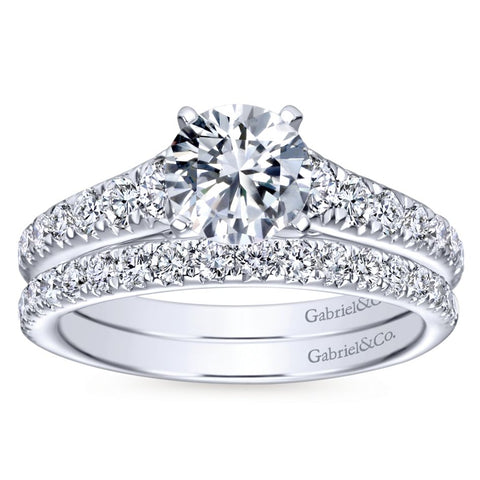 Gabriel Bridal Collection White Gold Graduating Diamond Accent Diamond Engagement Ring on Straight Band (0.53 ctw)