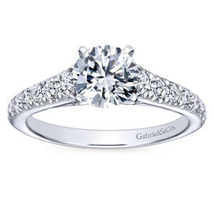Gabriel Bridal Collection White Gold Graduating Diamond Accent Diamond Engagement Ring on Straight Band (0.53 ctw)