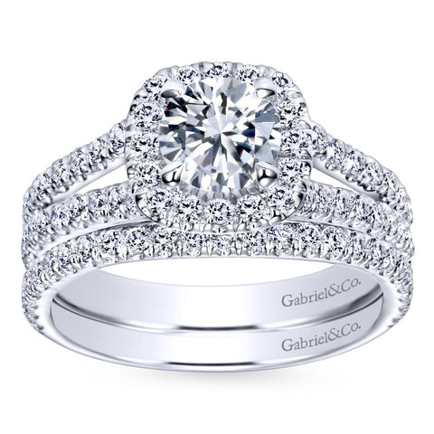 Gabriel Bridal Collection White Gold Halo Engagement Ring (0.78 ctw)