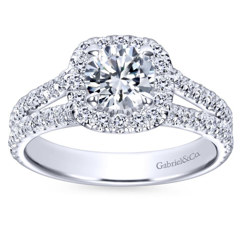 Gabriel Bridal Collection White Gold Halo Engagement Ring (0.78 ctw)