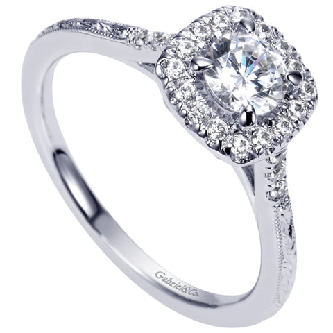 Gabriel Bridal Collection White Gold Halo Engagement Ring (0.19 ctw)
