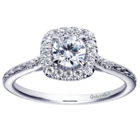 Gabriel Bridal Collection White Gold Halo Engagement Ring (0.19 ctw)