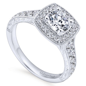 Gabriel Bridal Collection White Gold Halo Engagement Ring (0.65 ctw)