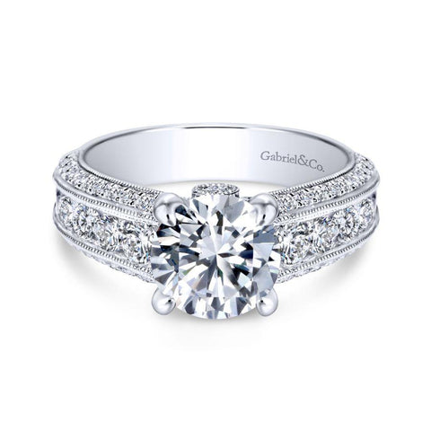 Gabriel Victorian Collection White Gold Straight Engagement Ring (1.36 CTW)