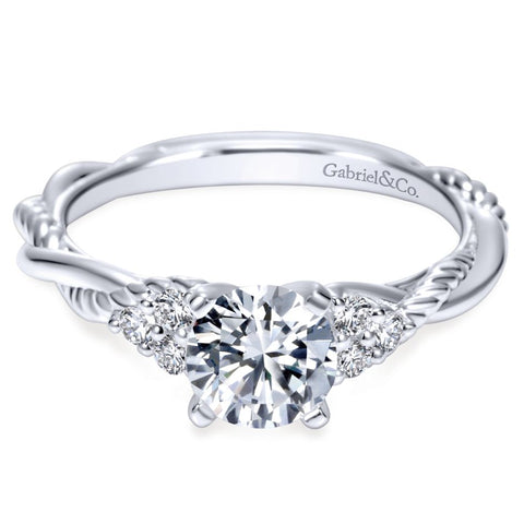 Gabriel Bridal Collection White Gold Diamond Criss Cross Riata Engagement Ring (0.13 ctw)