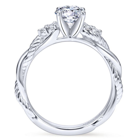 Gabriel Bridal Collection White Gold Diamond Criss Cross Riata Engagement Ring (0.13 ctw)