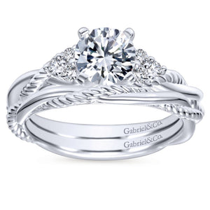 Gabriel Bridal Collection White Gold Diamond Criss Cross Riata Engagement Ring (0.13 ctw)