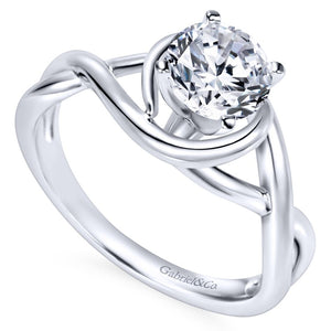 Gabriel Bridal Collection White Gold Polished Criss Cross Engagement Ring with Four Prong Setting (0 ctw)