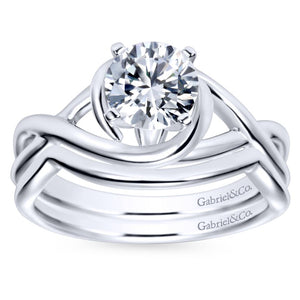 Gabriel Bridal Collection White Gold Polished Criss Cross Engagement Ring with Four Prong Setting (0 ctw)