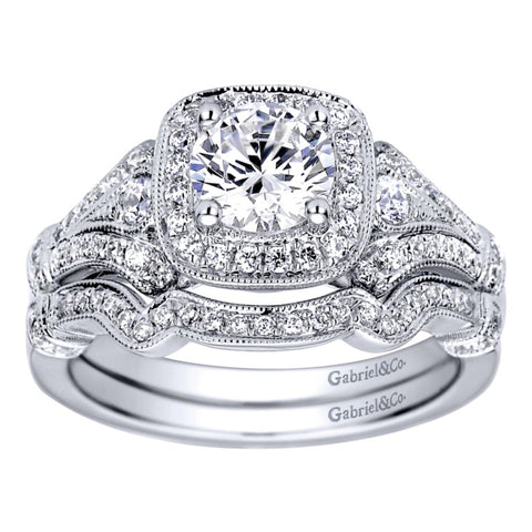 Gabriel Bridal Collection White Gold Halo Engagement Ring (0.34 ctw)