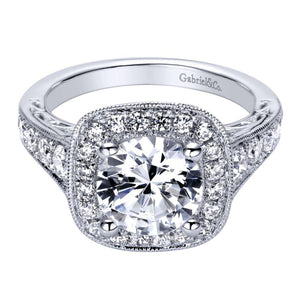 Gabriel Victorian Collection White Gold Halo Engagement Ring (0.82 CTW)