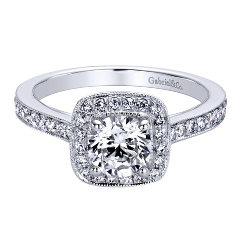 Gabriel Bridal Collection White Gold Halo Engagement Ring (0.36ctw)