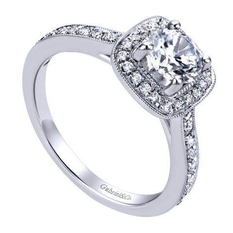 Gabriel Bridal Collection White Gold Halo Engagement Ring (0.36ctw)