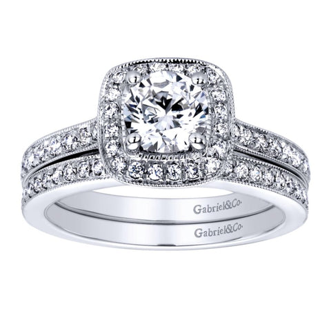 Gabriel Bridal Collection White Gold Halo Engagement Ring (0.36ctw)