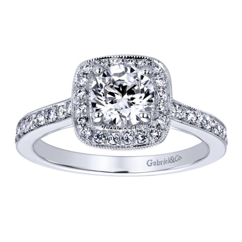 Gabriel Bridal Collection White Gold Halo Engagement Ring (0.36ctw)