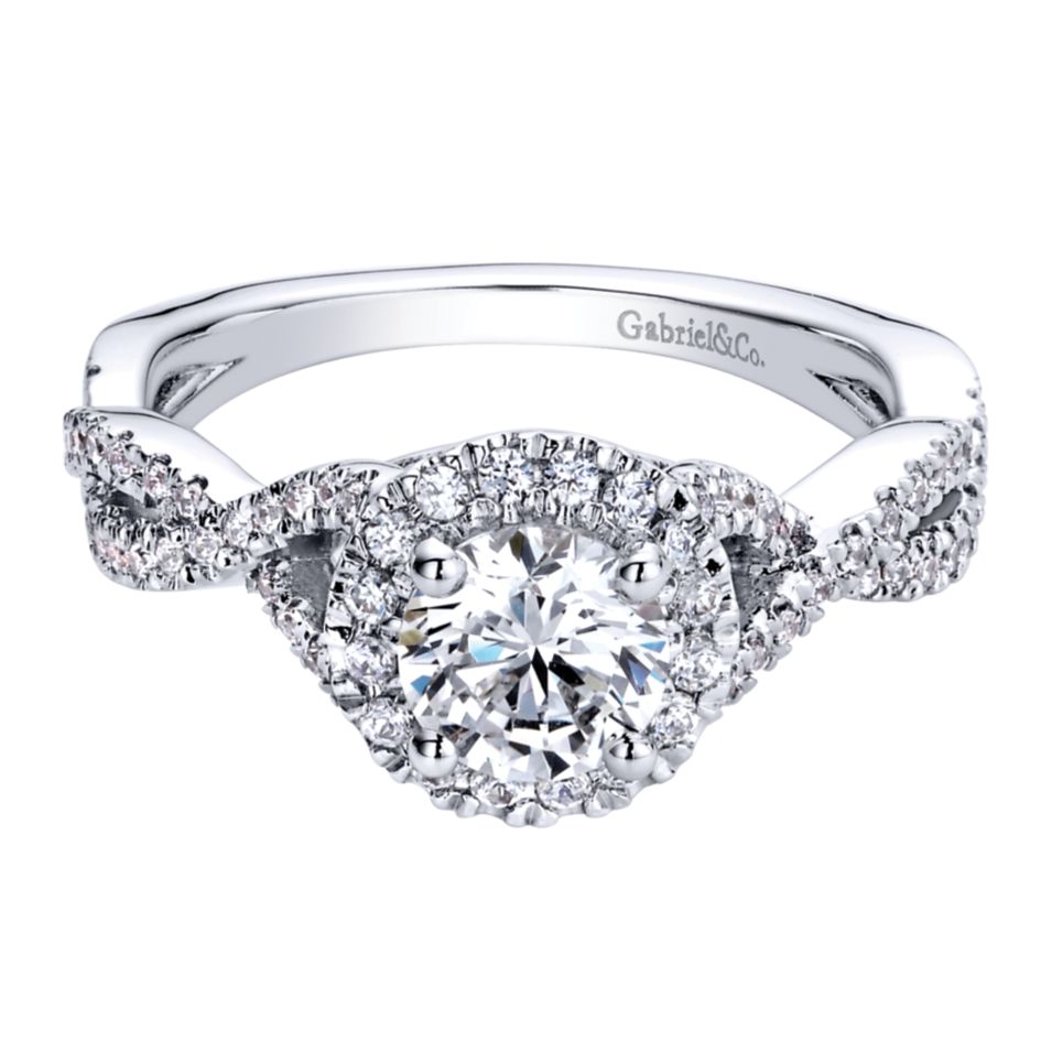 Gabriel Bridal Collection White Gold Halo Engagement Ring (0.3 ctw)