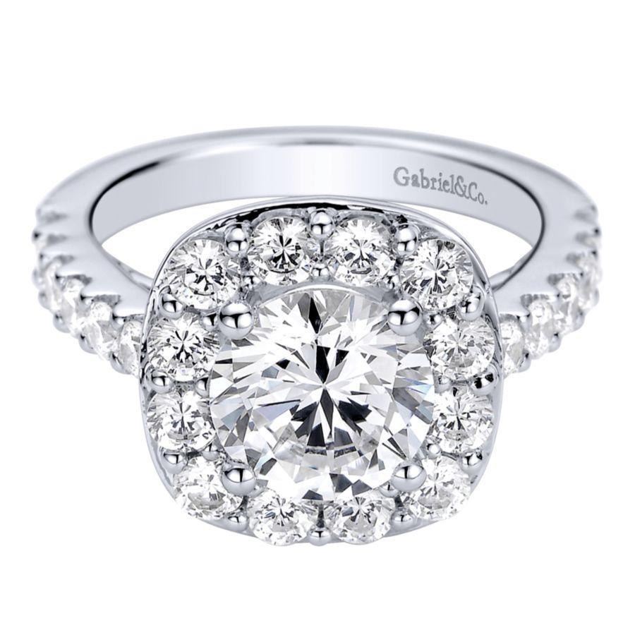 Gabriel Contemporary Collection White Gold Halo Engagement Ring (1.4 CTW)