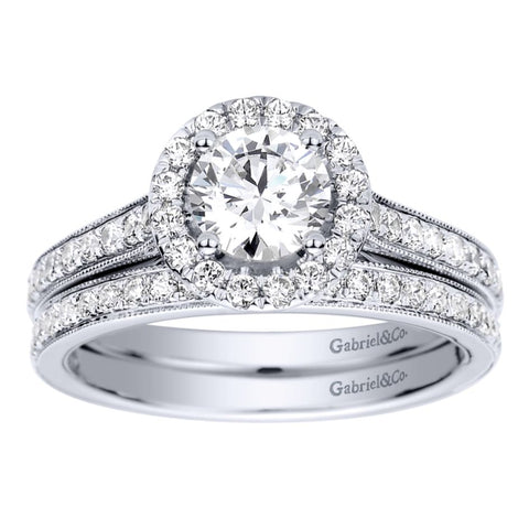 Gabriel Bridal Collection White Gold Halo Engagement Ring (0.39 ctw)