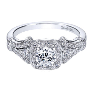 Gabriel Bridal Collection White Gold Halo Engagement Ring (0.27 ctw)