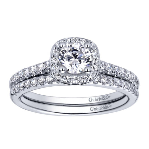 Gabriel Bridal Collection White Gold Halo Engagement Ring (0.27 ctw)