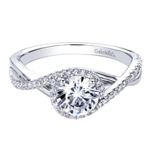 Load image into Gallery viewer, Gabriel Bridal Collection White Gold Criss Cross Engagement Ring (0.14 ctw)