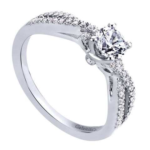 Gabriel Bridal Collection White Gold Criss Cross Engagement Ring (0.18 ctw)