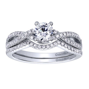 Gabriel Bridal Collection White Gold Criss Cross Engagement Ring (0.18 ctw)