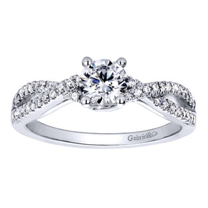 Gabriel Bridal Collection White Gold Criss Cross Engagement Ring (0.18 ctw)