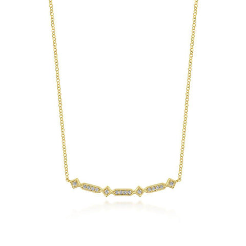 Gabriel & Co. Art Moderne Yellow Gold Necklace (0.08 CTW)