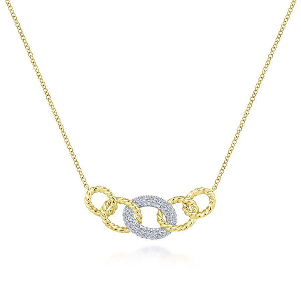 Gabriel & Co. Hampton White Gold|Yellow Gold Necklace (0.21 CTW)