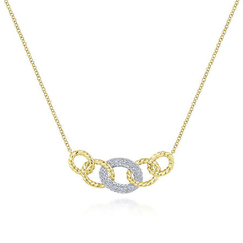 Gabriel & Co. Hampton White Gold|Yellow Gold Necklace (0.21 CTW)