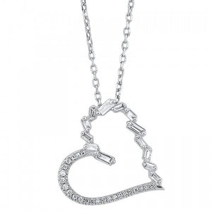 14K White Gold Diamond Heart Shaped Necklace (0.16 ctw)