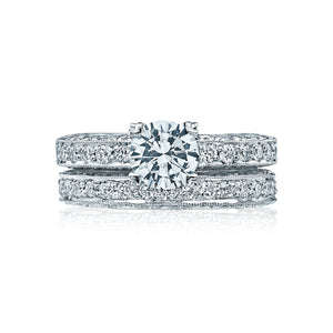 Tacori Platinum Classic Crescent Round Diamond Engagement Ring (0.4 CTW)